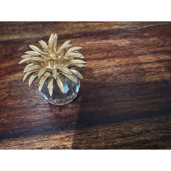 Vintage Swarovski 2" Miniature Crystal Pineapple Gold Leaves - Picture 5 of 5
